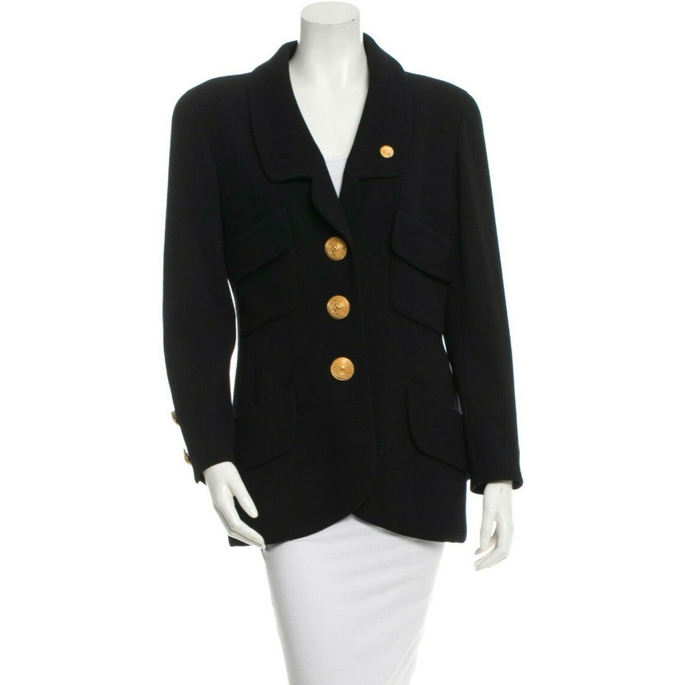 Chanel Women's Boutique Long Wool Coat Blazer Sz L